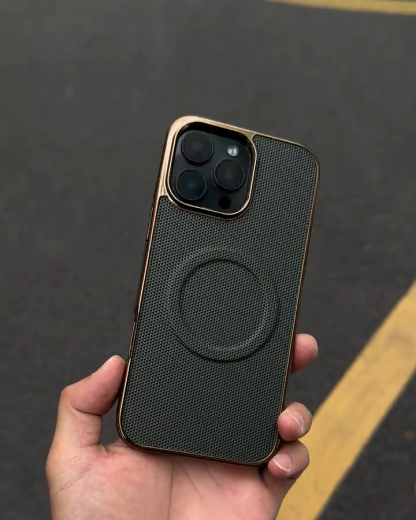 商務磁吸皮紋電鍍手機殼